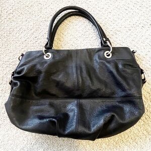 Tignanello Black Leather Shoulder Handbag Shoulder Classic Bucket Hobo NO STRAP
